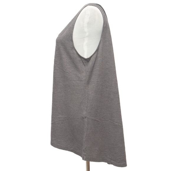 Eileen Fisher Grey Hemp Cotton Blend Scoop Neck Hi Lo Hem Tank Top Size Large - Picture 2 of 8